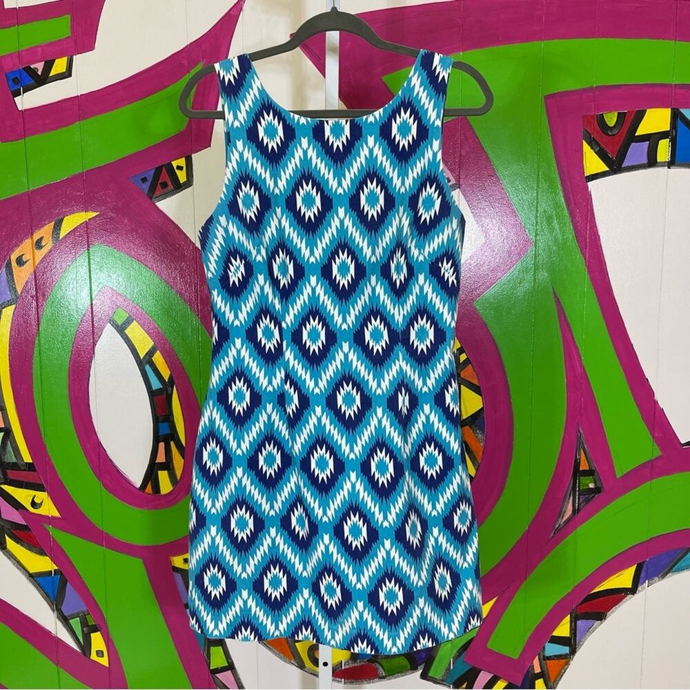 Macbeth Collection by  Margaret Josephs, Tribal Print Mini Dress. Size Medium.